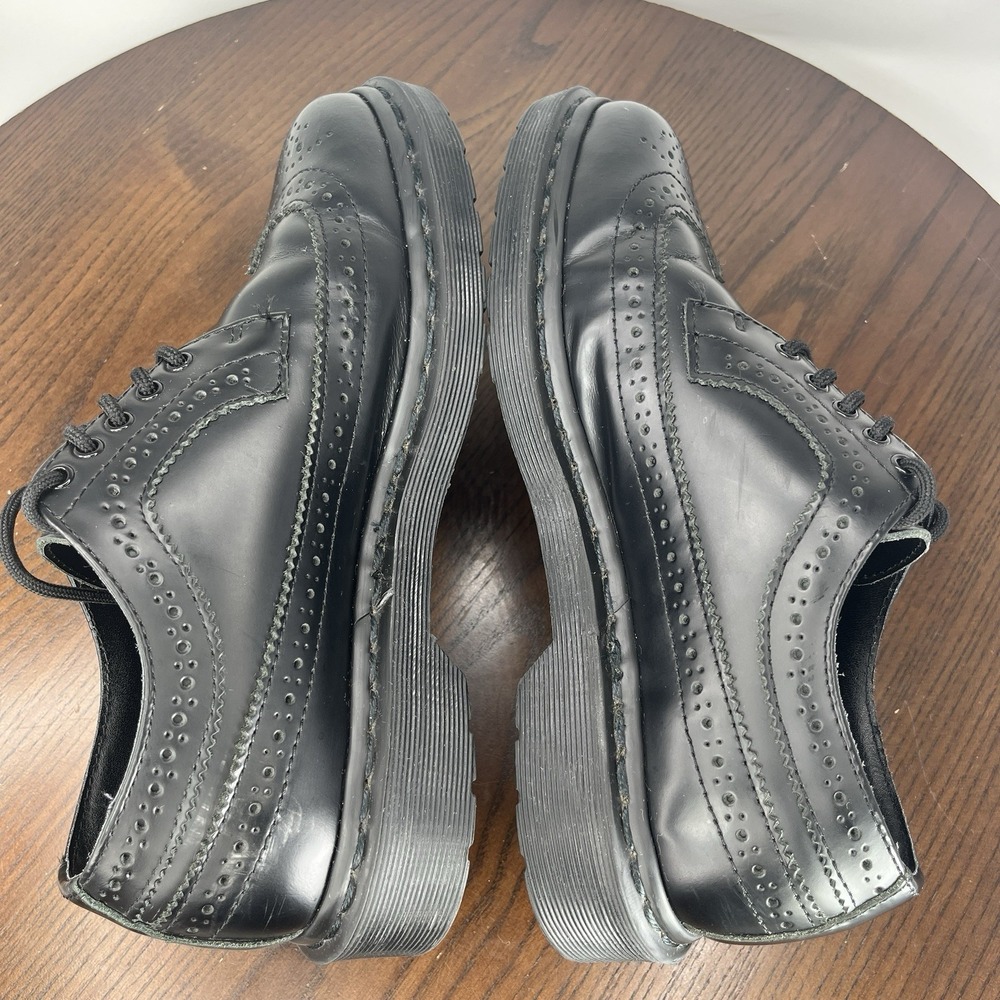 Dr Martens Oxford 3989 Shoes Men 6 Black Leather Smooth Wingtip Brogue Derby W7 - Picture 6 of 16